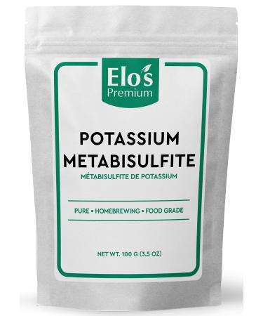 Potassium Metabisulfite (100g)| Packed in Canada| 100% Pure Food-Grade and Kosher Friendly Additive| Preservative and Antioxidant Used for Homebrewing Winemaking Baking and Fruits Equipment Sanitizer| by Elo s Premium