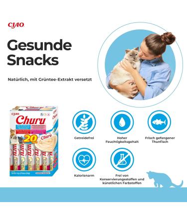 Inaba Churu Puree Multipack 20 Tubes (5x Tuna & Salmon 5x Tuna & Shrimp 5x Tuna & Scallops 5x Tuna & Crab) | Gourmet Cat Treats - 280g - Buy Online on GoSupps.com
