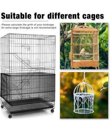 Adjustable Bird Cage Cover Nylon Mesh Netting Seed Catcher for Parrot Macaw - White & Black - 78 x 14.6 Inch - Buy Online on GoSupps.com