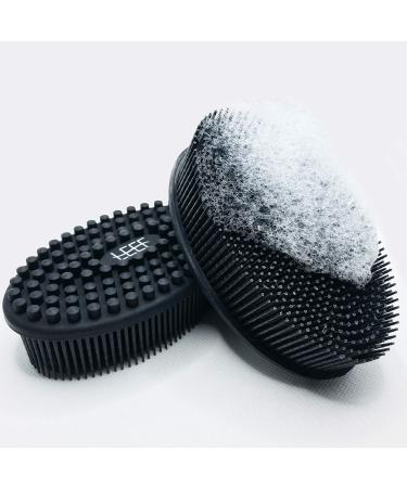 LEEF Bath and Body Brush | Massaging and Exfoliating Silicone Body Scrubber | Removes Dead Skin and Improves Blood Circulation | Gentle and Soft on Skin | for Women, Men, Kids, Pets | 1 Pc. Black