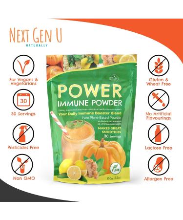 Immune Support - Supplement Powder 150g - Superfood Booster for Adults - Natural Immunity Defense - Daily Drink Mix for Women & Men - Plant Based Vegan & Gluten Free Smoothie Boost by NextGenU - Buy Online on GoSupps.com