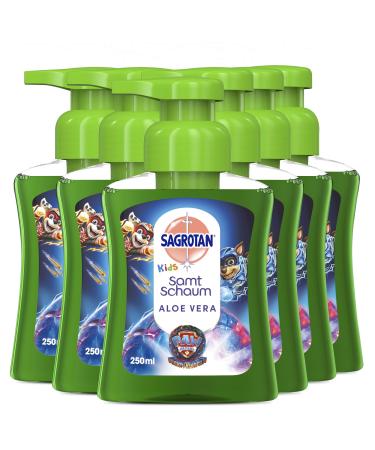 Sagrotan Kids Velvet Foam Soap Aloe Vera Paw Patrol Edition 6 x 250 ml foam soap with colored foam in a soap dispenser