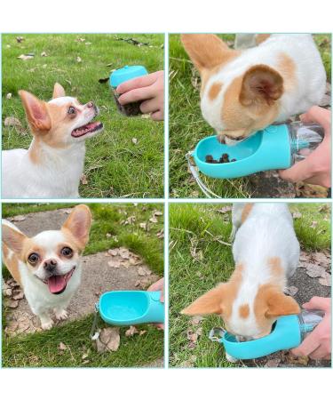 Nepfaivy Portable Dog Water Bottle: 350ml Travel Bottle with 150ml Food Container - Ideal for Small Dogs on-the-Go Hiking & Traveling - Blue - Buy Online on GoSupps.com