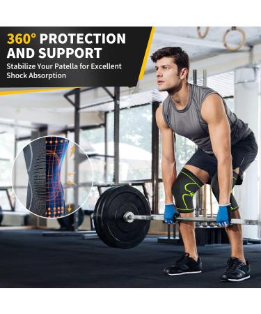 Buy Cambivo 2x Kniebandage for Women - Orthopedic Knee Support for Meniscus Tear ACL Arthritis | Ideal for Running Hiking Sports - Black/Green - Buy Online on GoSupps.com