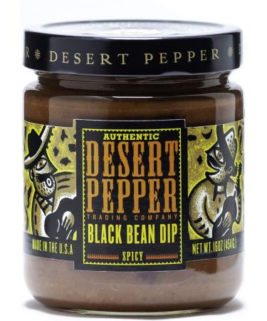Desert Pepper Trading Company Black Bean Dip, Spicy, 16-Ounce Black Bean Dip 16 Ounce (Pack of 1)