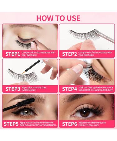 Shop Fluffy & Wispy Faux 3D Mink Lashes - 5 Pairs of 14mm Strip False Eyelashes in Black | International Shipping Available - Buy Online on GoSupps.com