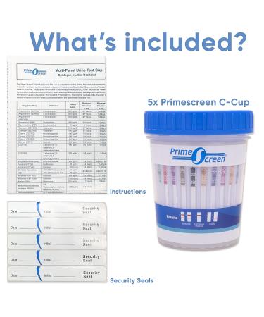 Prime Screen 16 Panel Drug Test Cup Kit - 5 Pack - CDOA-9165EFTK - Buy Online on GoSupps.com