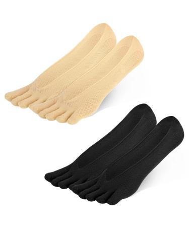 Comnico 2 pair of bale socks toes socks for bale toes align polyester orthopedic compression toe separating socks low-cut five finger socks for women and men