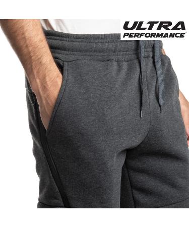 Men's Ultra Performance 3 Pack Fleece Active Tech Joggers with Zipper Pockets - Black/Charcoal/Heather Grey (Large) - Buy Online on GoSupps.com