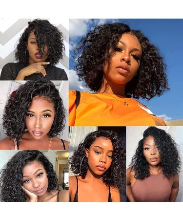 Short Curly Bob Human Hair Wig 12 Inch | HD Transparent Lace Front for Black Women | Glueless Deep Wave Bob Wig with Pre Plucked Natural Hairline and Baby Hair | 150% Density | Natural Black 12 Inch - Buy Online on GoSupps.com