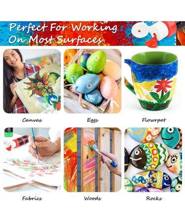 Caliart Acrylic Paint Set - 24 Colors (59ml/2oz) with 12 Brushes - Ideal for Artists, Kids, Beginners - Easter Basket Stuffers - Pumpkin Canvas, Ceramic, Rock Painting Supplies - Buy Online on GoSupps.com