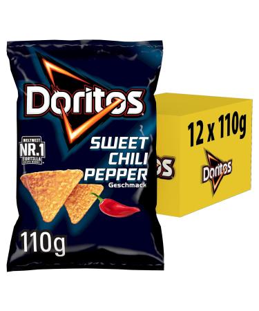 Doritos Sweet Chili Pepper Tortilla Nachos - Hearty Corn Snack Bundle (12 x 110g) - Delicious Sweet Chilli & Paprika Flavor - Buy Online on GoSupps.com