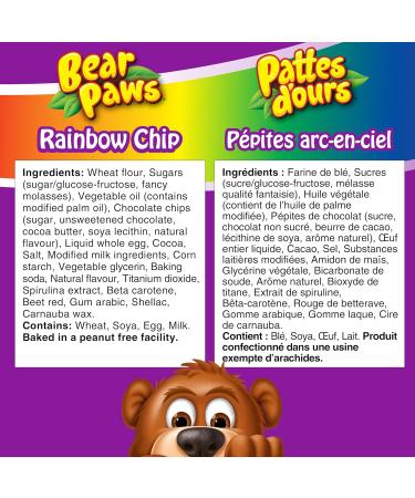 Bear Paws Rainbow Chip Cookies (Pack of 6) - Soft Cookie Snack Packs Family Size Peanut Free School Snacks 6x480g 72 pouches Rainbow Chip Pack of 6x480g (72 Pouches) - Buy Online on GoSupps.com