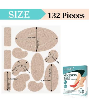 132PCS Moleskin Adhesive Pads for Feet - Blister Prevention Padding and Foot Protection for Heels - 12 Sheets - Buy Online on GoSupps.com
