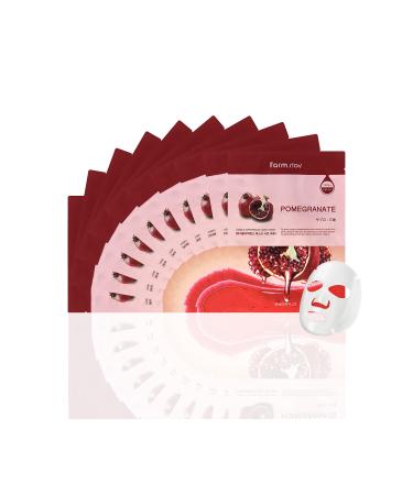 Farmstay Korean Pomegranate Anti-aging Facial Mask Sheet(Pack of 10) / Good for Skin Elasticity and Skin Tone
