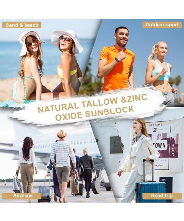 Beef Tallow Sunscreen Natural Mineral Sunscreen for Face SPF50 Sunblock Beef Tallow for Skin Non Greasy Clean Anti White Cast Moisturizing for Face and Body Women and Men. - 3 fl.oz - Buy Online on GoSupps.com