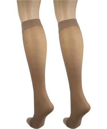 Truform Sheer Compression Stockings for Women - 8-15 mmHg Open Toe Knee High 20 Denier Beige Large (1 Pair) - International Shipping Available - Buy Online on GoSupps.com