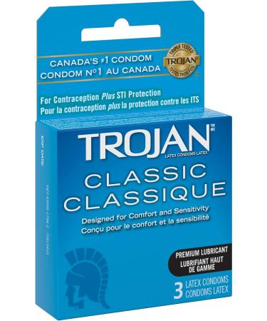 TROJAN Classic Lubricated Latex Condoms Smooth Design 3 Count - Buy Online on GoSupps.com