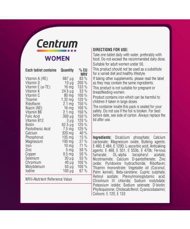 Centrum Women Multivitamin 60 Count Tablets - 24 Essential Nutrients with Vitamin D - Complete Multivitamin for Women - Packaging May Vary - Buy Online on GoSupps.com
