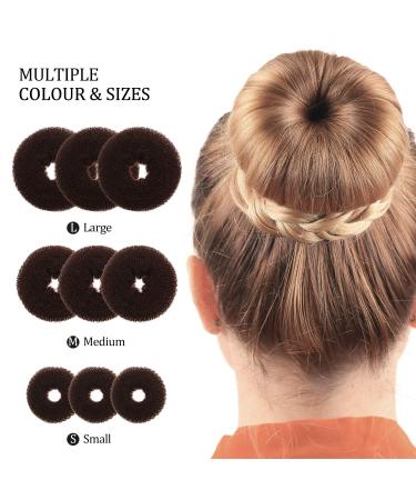 9-Piece Donut Hair Roller Set for Women & Girls | Foam Sponge Rolls Hair Rubber Bands & Bobby Pins - Brown - Buy Online on GoSupps.com