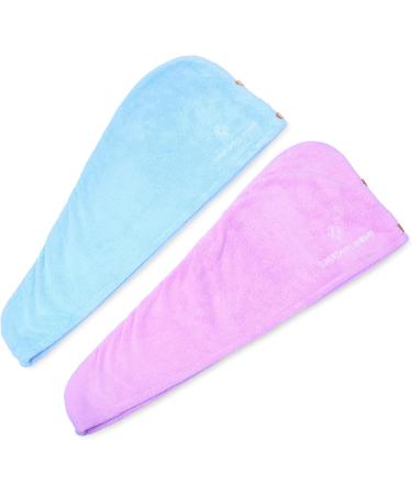 Laucan Extra Plush Hair Towel Wraps 2 Pack - Quick Drying Microfiber Towels for Women - Stylish Turban Twist for All Hair Types - Buy Online on GoSupps.com