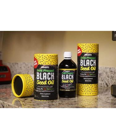Organic Black Seed Oil 16.9 Fl Oz | Cold Pressed | 3X% Thymoquinone | Non-GMO | Pure Nigella Sativa Seed Oil | Glass Bottle - Buy Online on GoSupps.com