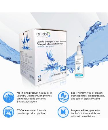 Excelsior Eco Laundry Detergent 3L - Unscented Biodegradable Concentrated & Phosphate Free - International Shipping Available - Buy Online on GoSupps.com