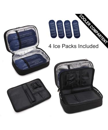 Apollo Walker Insulin Cooler Travel Case - Diabetic Organizer for Insulin Pens, Glucose Meter & Testing Kit - Includes 4 Ice Packs - Black Two Section - Buy Online on GoSupps.com