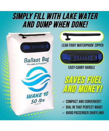 WAKE 10 Boat Ballast Bag - 50 lb. Portable Pumpless Solution for Wakesurfing and Wakeboarding - Buy Online on GoSupps.com