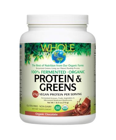 Whole Earth & Sea from Natural Factors  Organic Fermented Protein & Greens  Vegan Whole Food Supplement  Chocolate  1lb 9 Oz Chocolate 20 Servings (Pack of 1)
