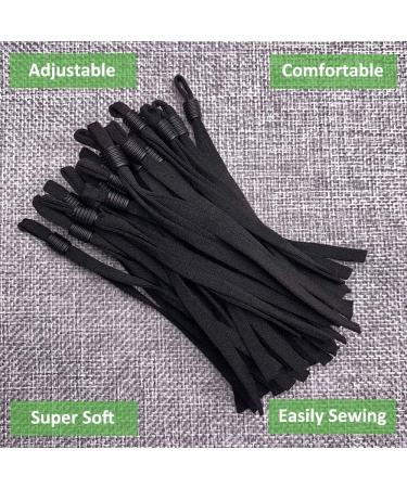 GHSlife Adjustable Elastic Band Cord String Straps 100pcs - Black&White | Extra Long 26cm Ear Loops for Mask Sewing | Stretchy Rope with Lock Buckle - Buy Online on GoSupps.com