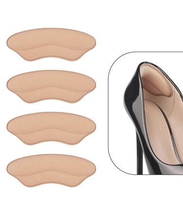 Heel Pads for Shoes That are Too Big - 4 Pairs Foamed Cotton Heel Cushions for Pain Relief & Tighter Fit - Heel Grips for Men Women's Shoes (Pale Apricot)