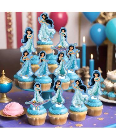 NIAYOU 24 Pcs Jasmine Cupcake Toppers- Princess Themed Cake Decorations Cartoon Happy Birthday Cupcake Toppers for Boys Girls Kids Birthday Party Supplies - Buy Online on GoSupps.com