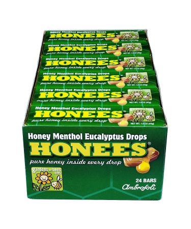 Ambrosoli Honees Menthol Eucalyptus Cough Drops 9-Drop Bars (Pack of 24) ( Value Bulk Multi-pack)