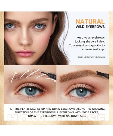 Eyebrow Pencil Eye Makeup Eyebrow Pen with 4 Tip Brow Pencil Eye Brow Pencils for Women Long-Lasting Eyebrow Pen (Grey) - Buy Online on GoSupps.com