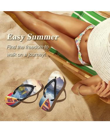 Mnsruu Mountain Lake Print Flip Flops - Stylish Comfort for Home Hotel Spa & Travel for Men & Women - Buy Online on GoSupps.com