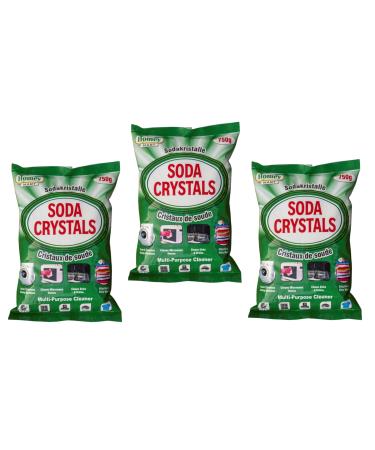 Pack of 3 x Soda Crystals 750g Multipurpose Cleaner Clothes Washing Cleans Washing Machine Sinks & Drains Blockage-free Laundry Water Softener Stain Remover