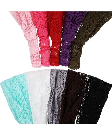 Lace Elastic Headbands Set - 10 Pieces Boho Bandana Hair Accessories for Women and Girls in 10 Colors - Buy Online on GoSupps.com