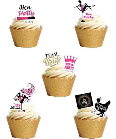 30 Stand Up Team Bride Hen Do Themed Edible Wafer Paper Cake Toppers Decorations - Buy Online on GoSupps.com