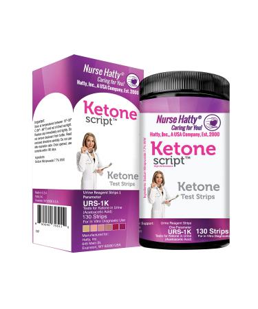 Nurse Hatty 130ct. Ketone Script Ketone Test Tests, Ideal for Keto & Paleo Diets - Long Strips