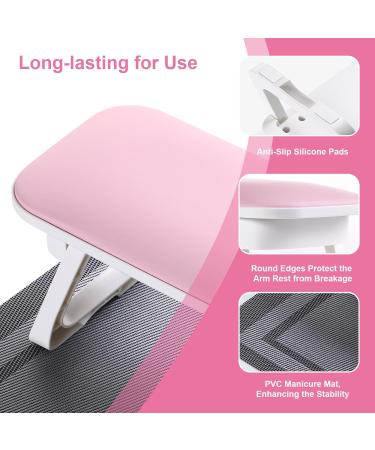 ROLIZOE Foldable Nail Arm Rest 40cm Soft PU Leather Manicure Pillow Nail Cushion No Drilling Anti-Slip Manicure Hand Rest with Nail Mat Nail Hand Pillow Manicure Cushion Beginner for Nail Art (Pink) - Buy Online on GoSupps.com