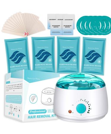 Waxing Kit for Women Men Wax Warmer for Hair Removal Wax Kit Coarse Body Hair with Strongest Blue Refill Hard Wax Kit At Home Waxing Kit for Underarms, Legs, Back and Chest Stripless Cera Para Depilar