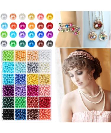 Caffox 1680PCS Round Glass Pearl Beads for Jewelry Making - 24 Multicolors - Buy Online on GoSupps.com