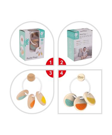 Classic World Wooden Rattle Teether - Natural Teething Toy with Silicone Key - Buy Online on GoSupps.com