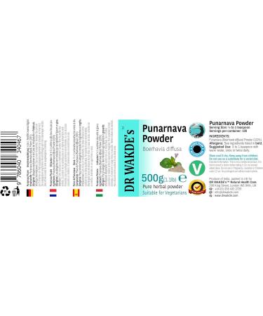 DR WAKDE's Punarnava Powder (Boerhavia diffusa) 500g (1.1lb) | 100% Pure Raw & Dried Herbal Supplement | Ayurvedic Detox Herb for Wellness | Vegan & Additive-Free - Buy Online on GoSupps.com