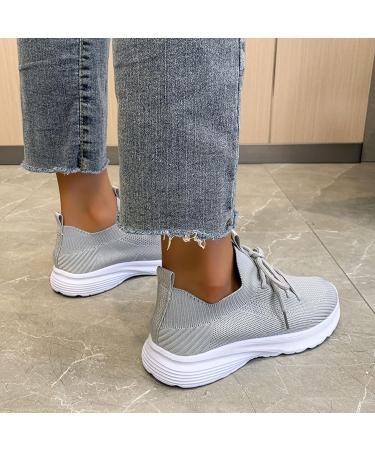 Rytejfes Women's White Sneakers - Summer Lace-Up & Slip-On Shoes for Office & Casual Wear - Available in Gray & Green - Buy Online on GoSupps.com