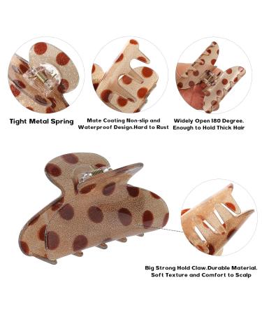 NiAMAi 3.35 Shiny Acrylic Hair Claw Clip for Women Girls - Polka Dot Pattern - 4 Pack - Buy Online on GoSupps.com