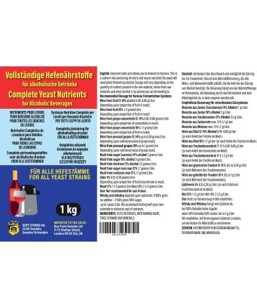 Complete Yeast Nutrients Bulk Pack 1 KG for Alcoholic Fermentation - Premium Quality Worldwide Shipping - Buy Online on GoSupps.com