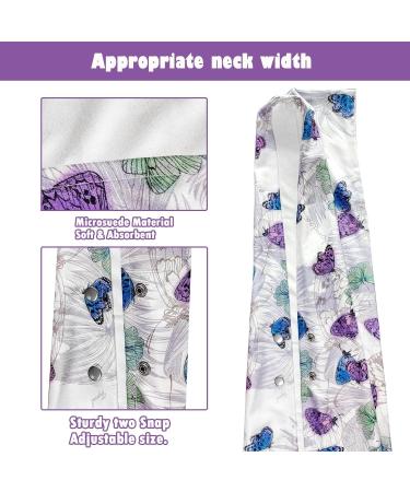 Zalati Women's Bib - 2 Piece Dining Room Scarf Reusable Clothing Protection with Butterfly & Flower Design - Buy Online on GoSupps.com