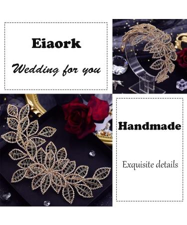 Eiaork Rhinestone Wedding Headpiece - Gold Leaf Bridal Headband Hair Vine for Bride and Bridesmaids - Buy Online on GoSupps.com